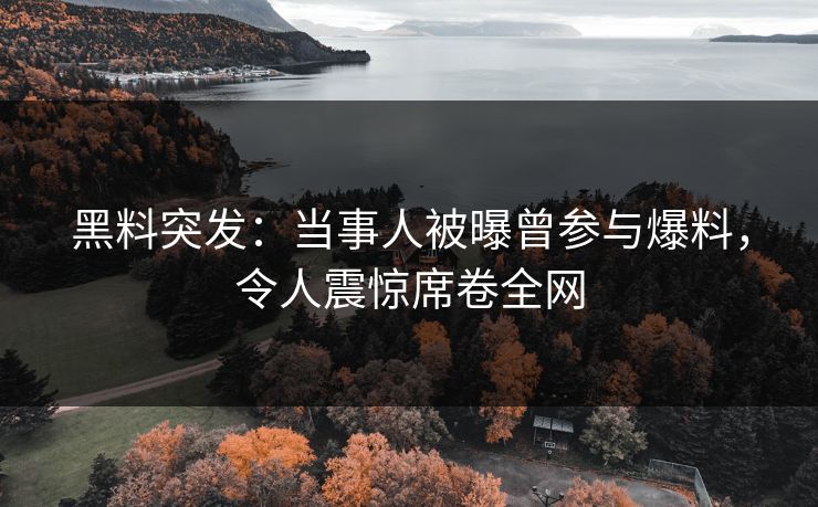 黑料突发：当事人被曝曾参与爆料，令人震惊席卷全网