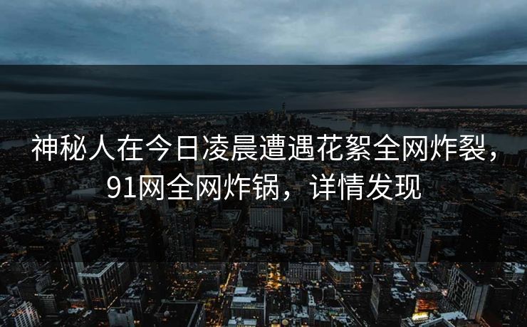 神秘人在今日凌晨遭遇花絮全网炸裂，91网全网炸锅，详情发现